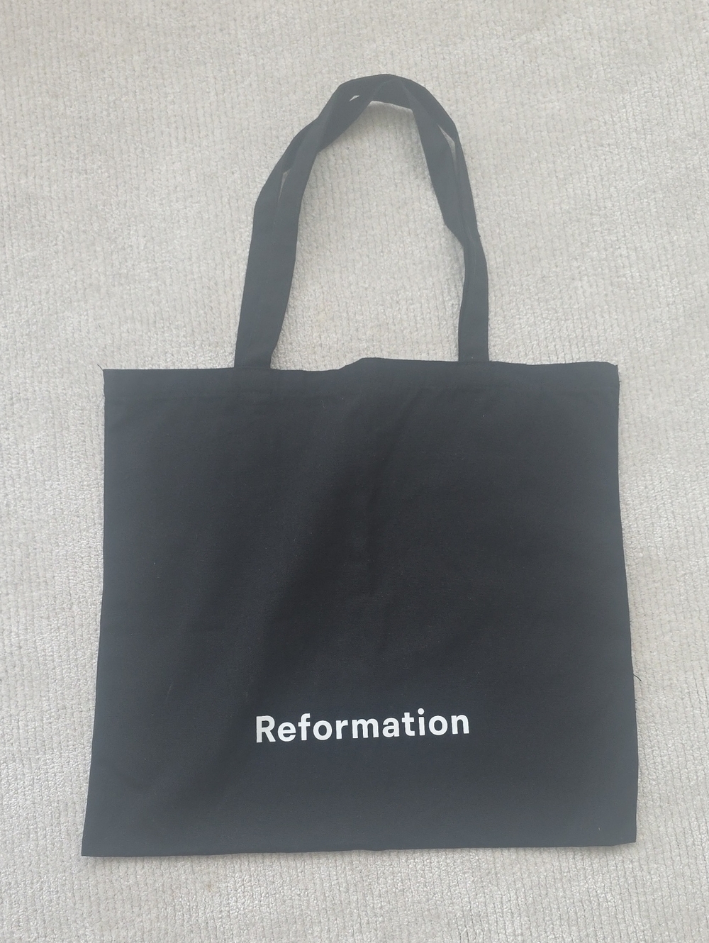 Reformation Black Canvas Logo Tote with White Text